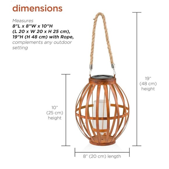 Alpine Solar Lantern Metal Brown Alpine Corporation Hangable‎ Decor Lights LED - Picture 7 of 7